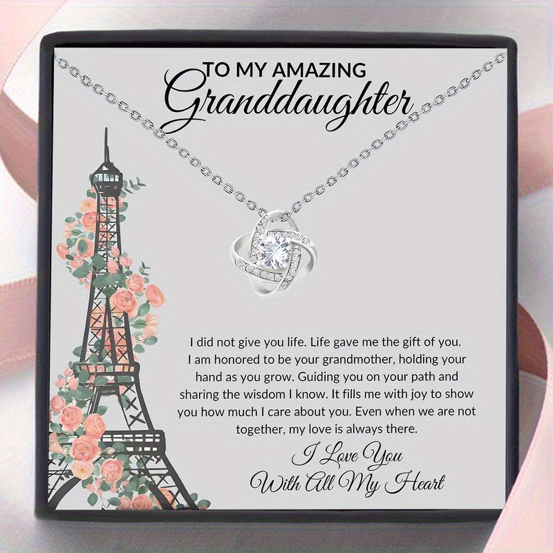 Women's Love Knot Interlocking Pendant Necklace, Gift for Granddaughter